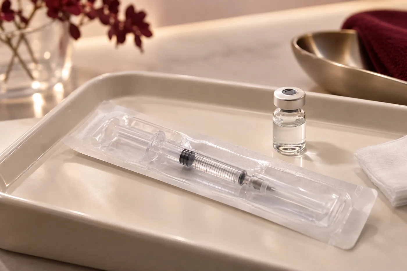 Hyaluronic acid skin booster syringe and vial